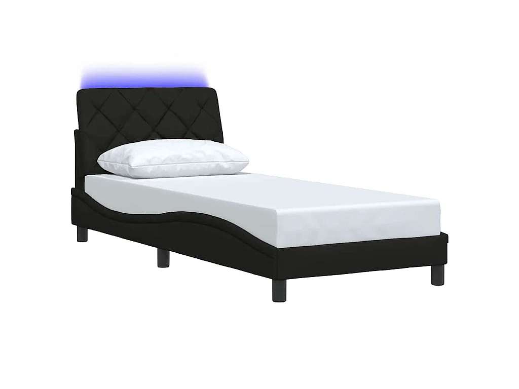 Bedframe met LED zonder matras 90x190 cm stof zwart