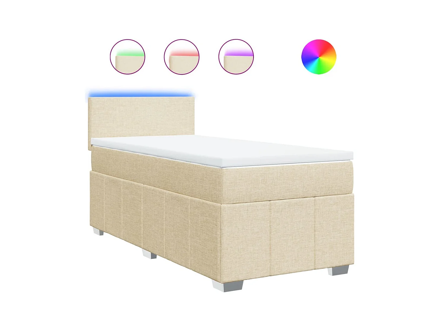 Cama com molas/colchão 90x200 cm tecido cor crème