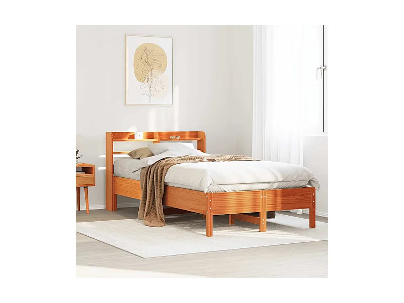 Bedframe zonder matras massief grenenhout wasbruin 100x200 cm