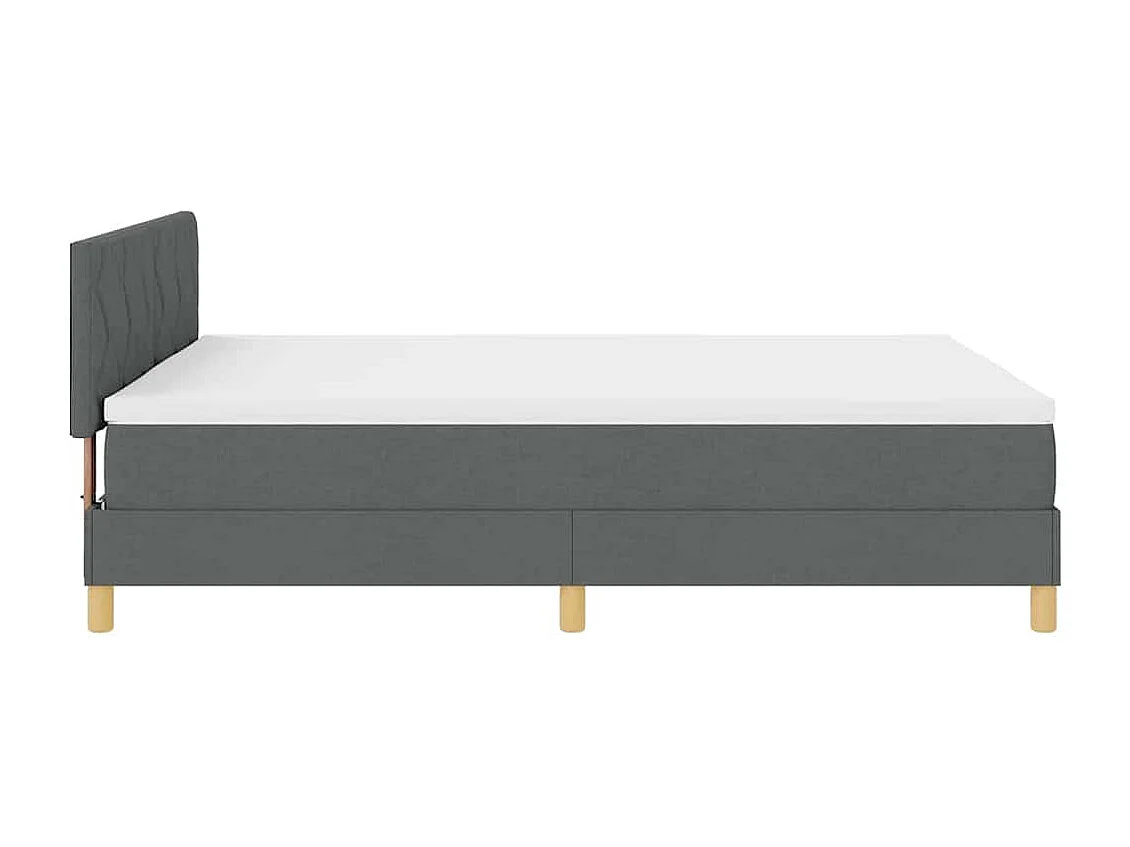 Lit à ressorts avec matelas Gris foncé 140 x 200 cm tissu
