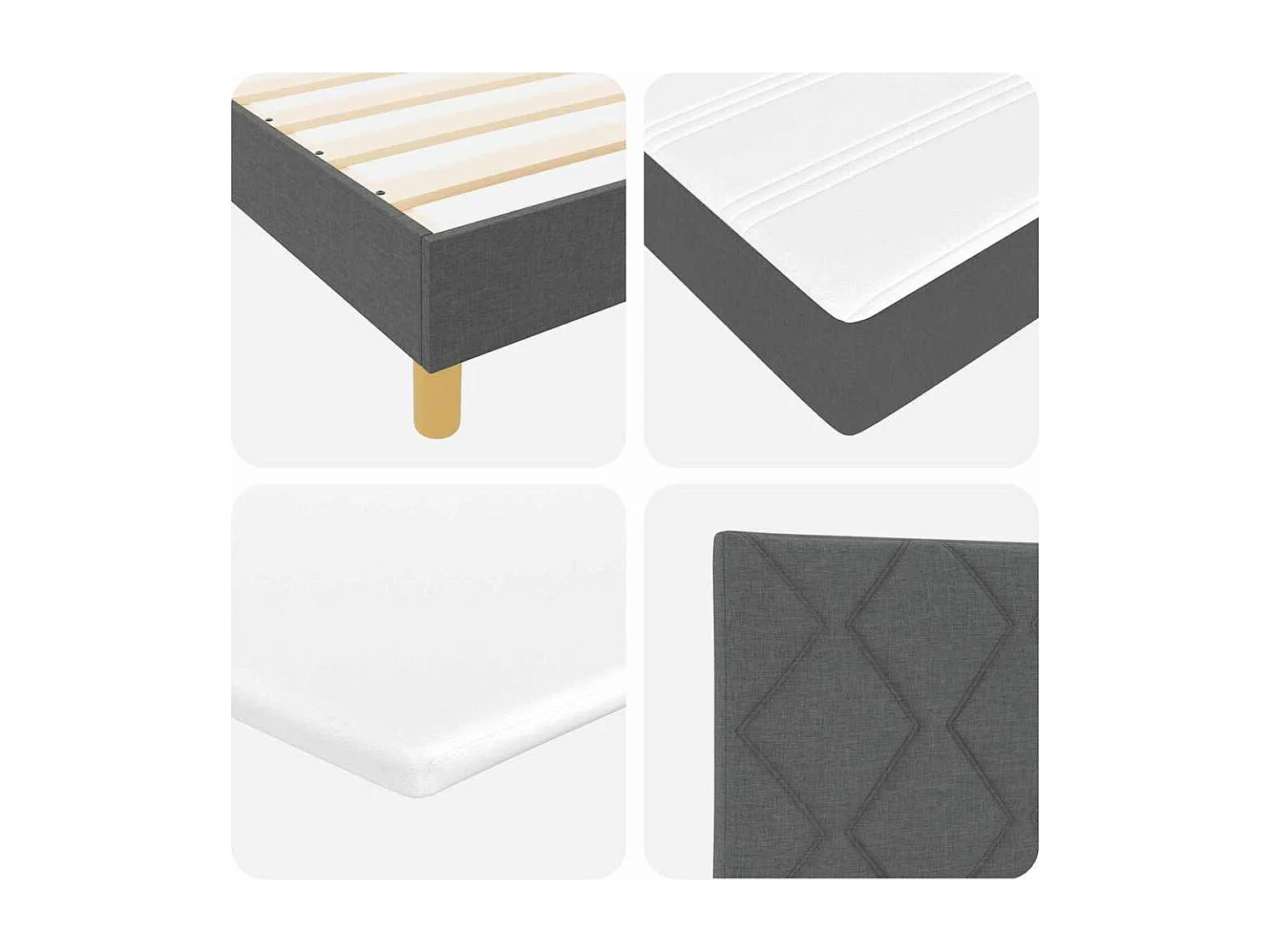 Lit à ressorts avec matelas Gris foncé 140 x 200 cm tissu