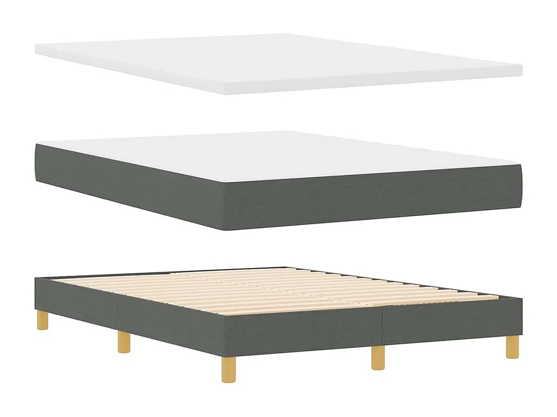Lit à ressorts avec matelas Gris foncé 140 x 200 cm tissu