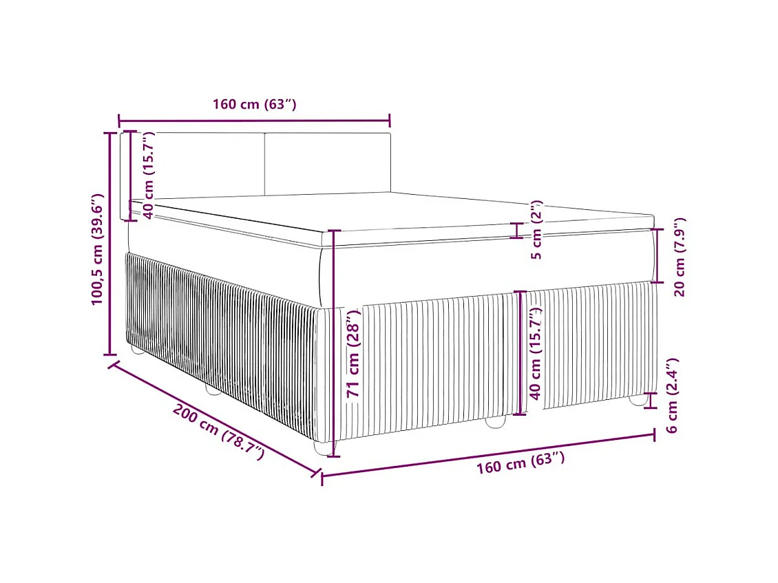 Boxspring met matras fluweel blauw 160x200 cm