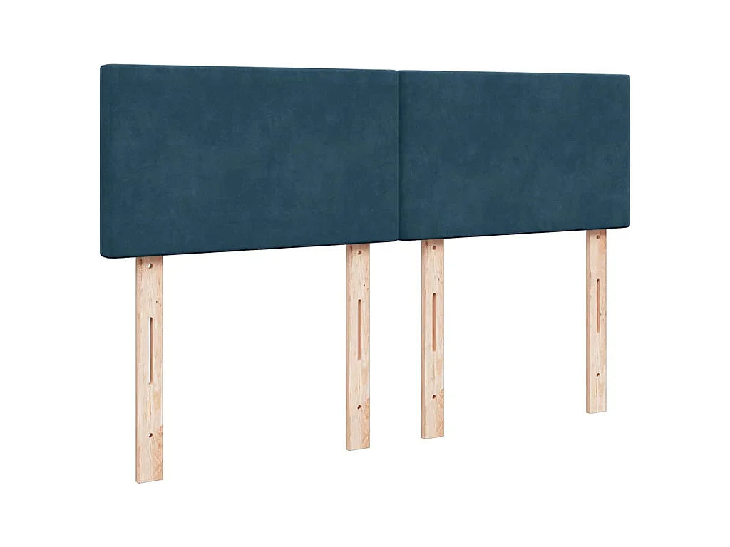 Cama box spring con colchón terciopelo azul 160x200 cm