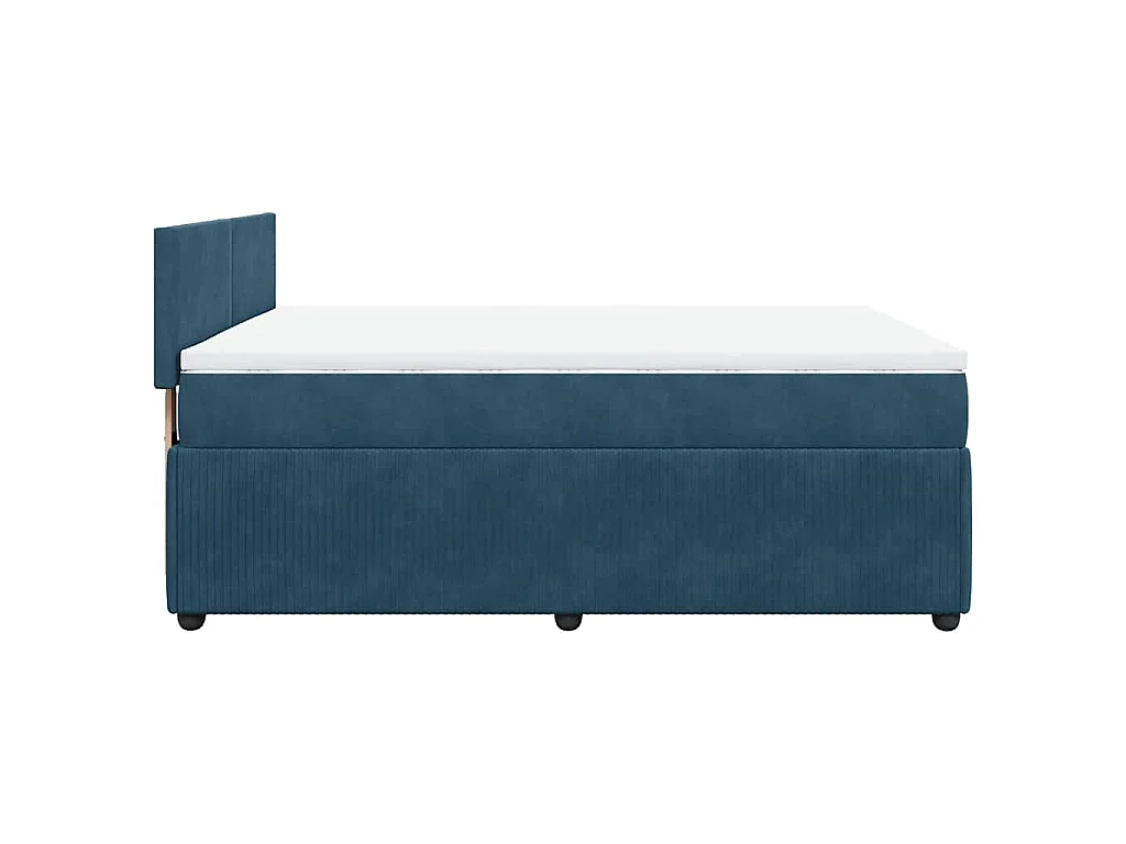 Cama box spring con colchón terciopelo azul 160x200 cm