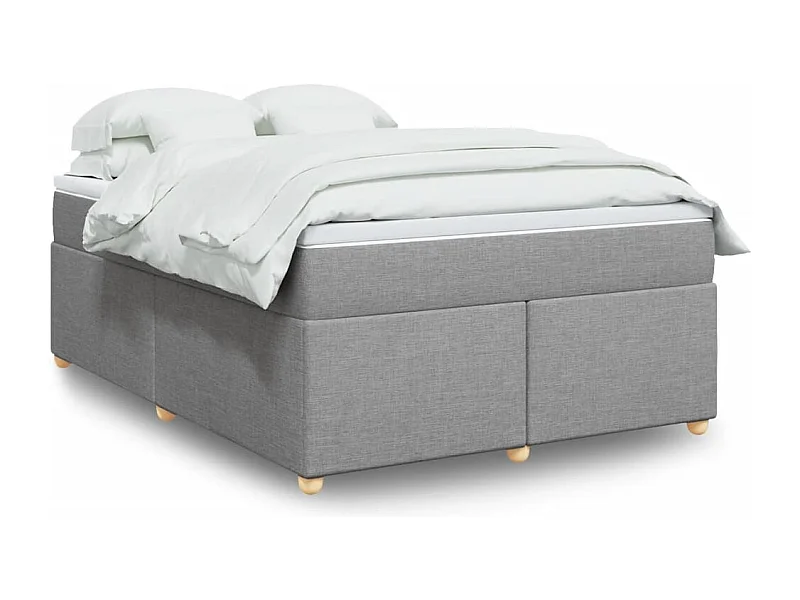 Boxspringbett mit Matratze Hellgrau 140x200 cm Stoff