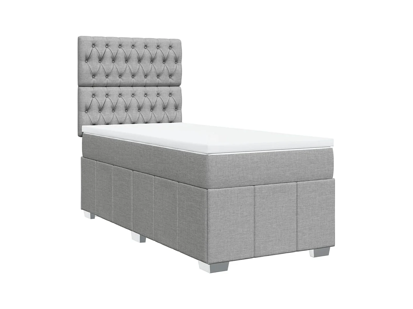 Cama box spring con colchón tela gris claro 90x200 cm