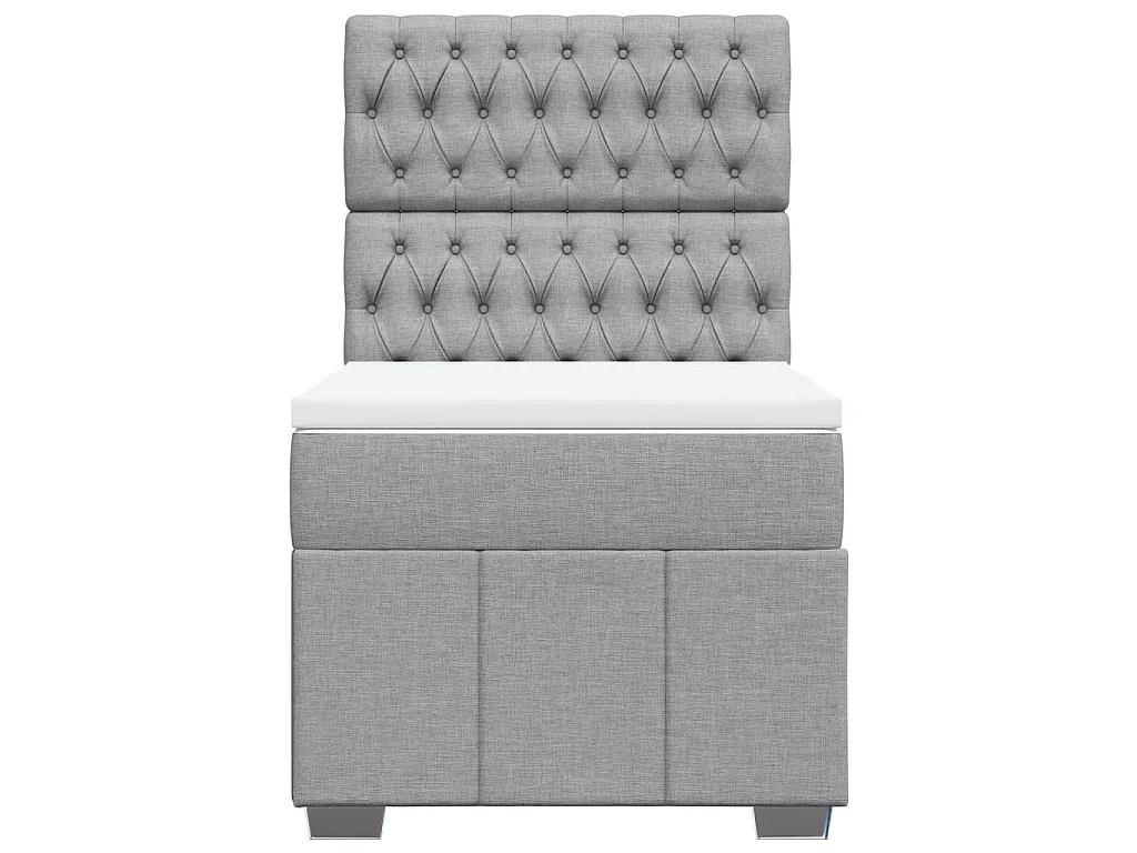 Cama box spring con colchón tela gris claro 90x200 cm