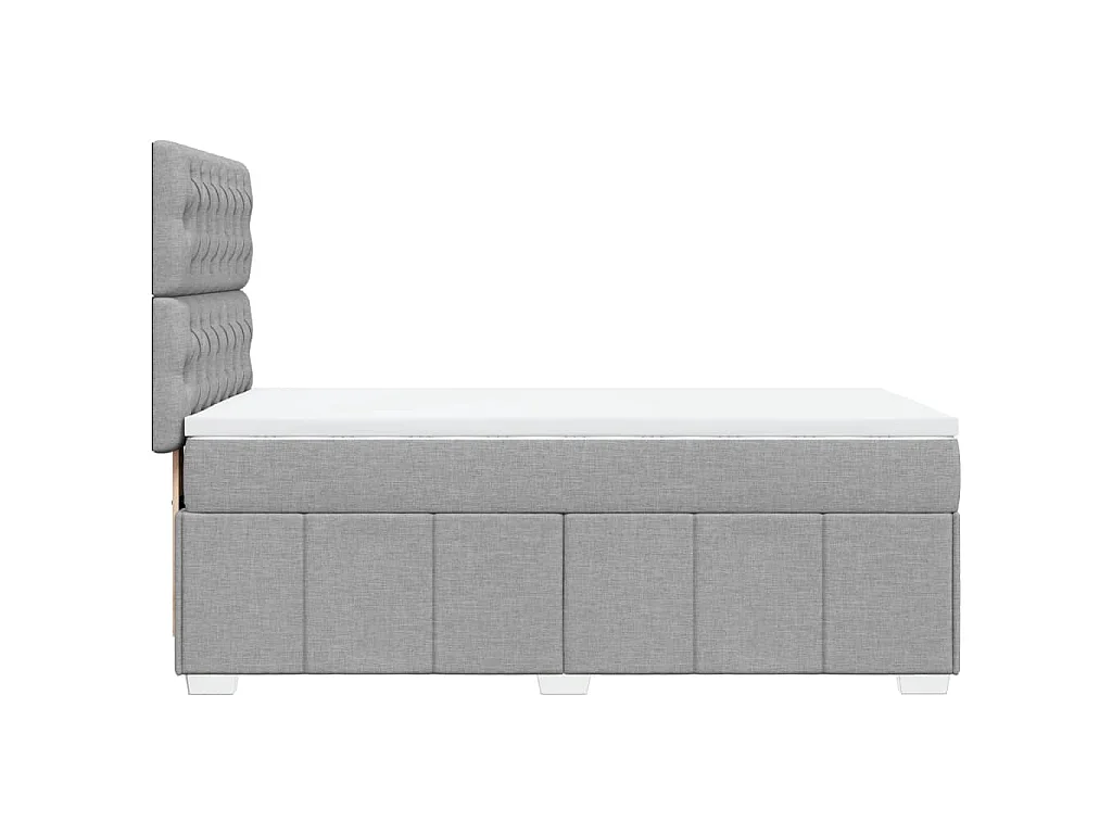 Cama box spring con colchón tela gris claro 90x200 cm