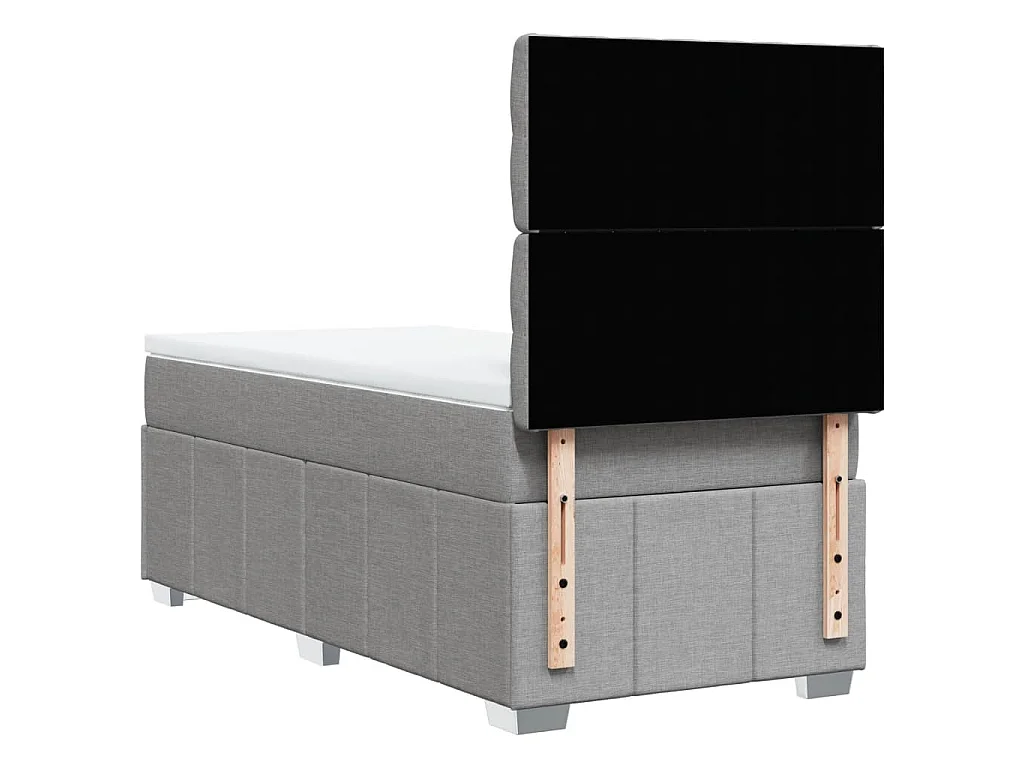Cama box spring con colchón tela gris claro 90x200 cm