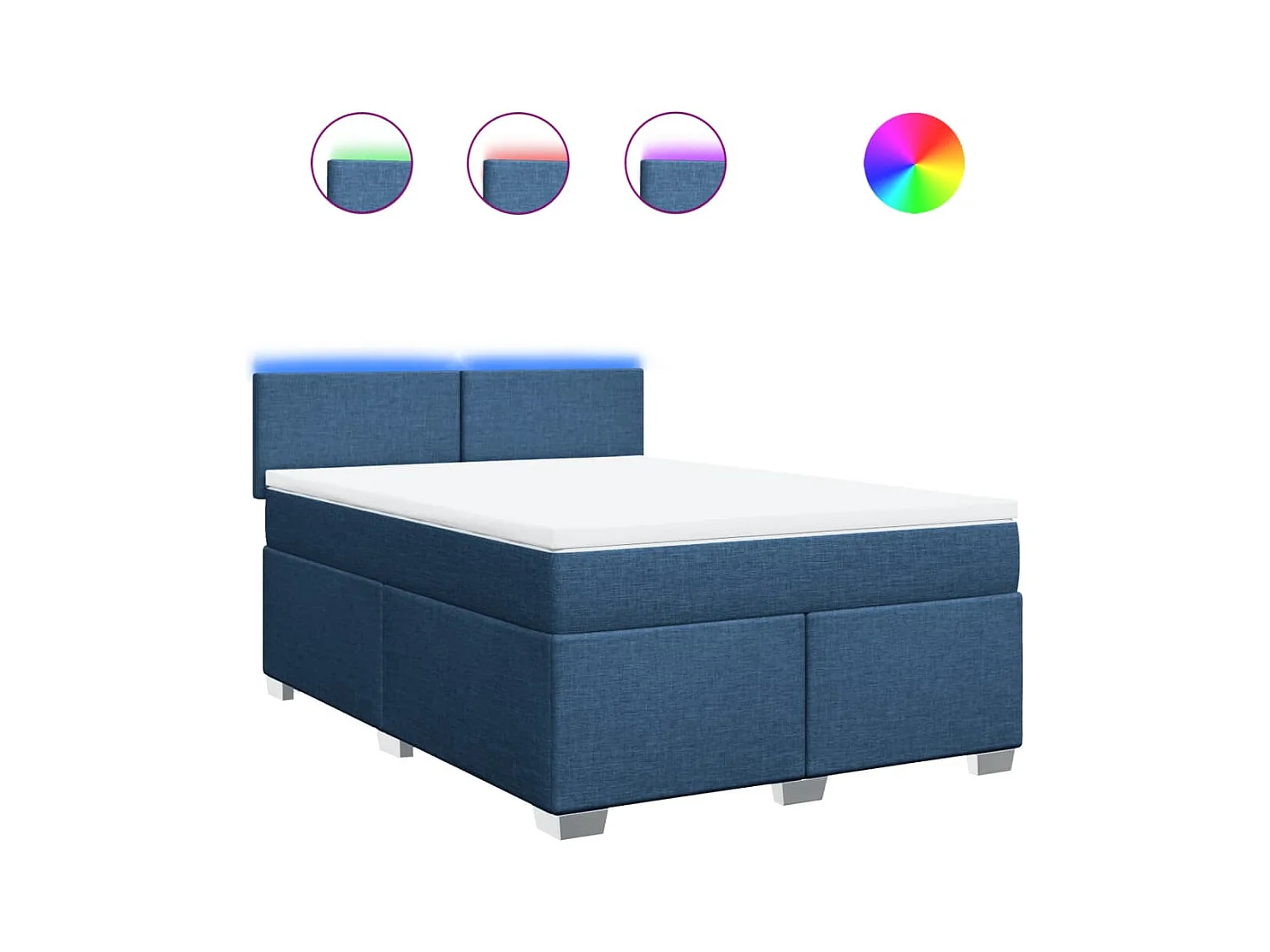 Sommier à lattes de lit avec matelas Bleu 140x200 cm Tissu