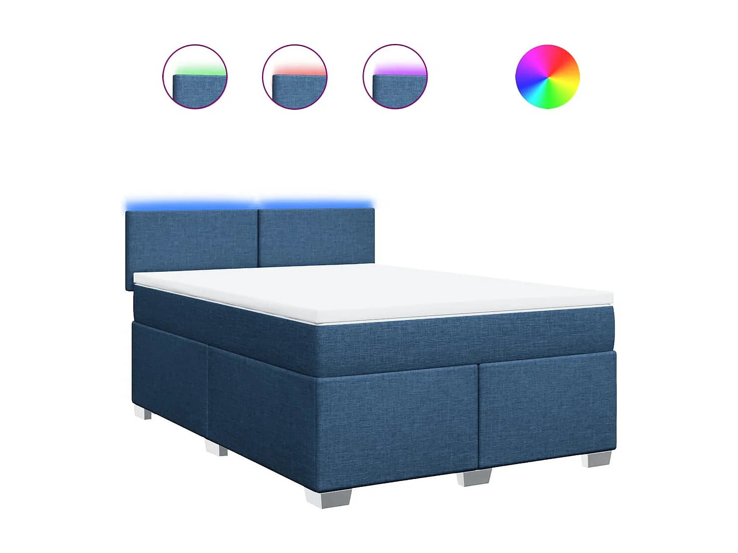 Boxspringbett mit Matratze Blau 140x200 cm Stoff
