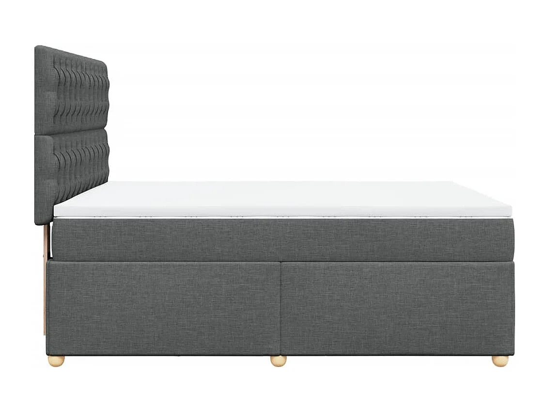 Cama box spring con colchón tela gris oscuro 140x190 cm