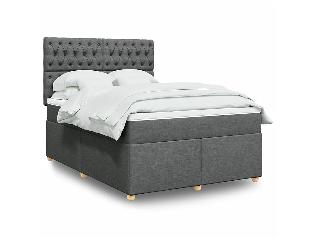 Boxspring met matras stof donkergrijs 140x190 cm