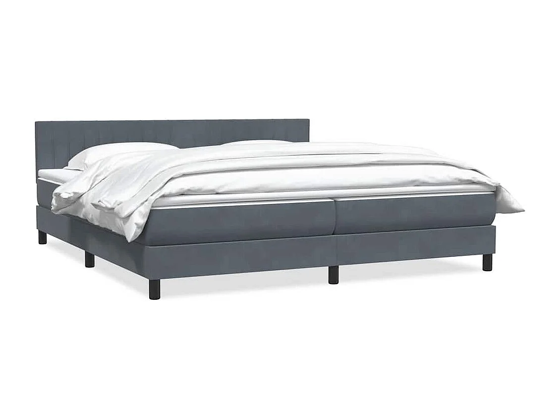 Cama box spring con colchón terciopelo gris oscuro 180x220 cm