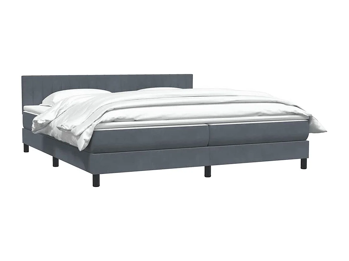 Cama box spring con colchón terciopelo gris oscuro 180x220 cm