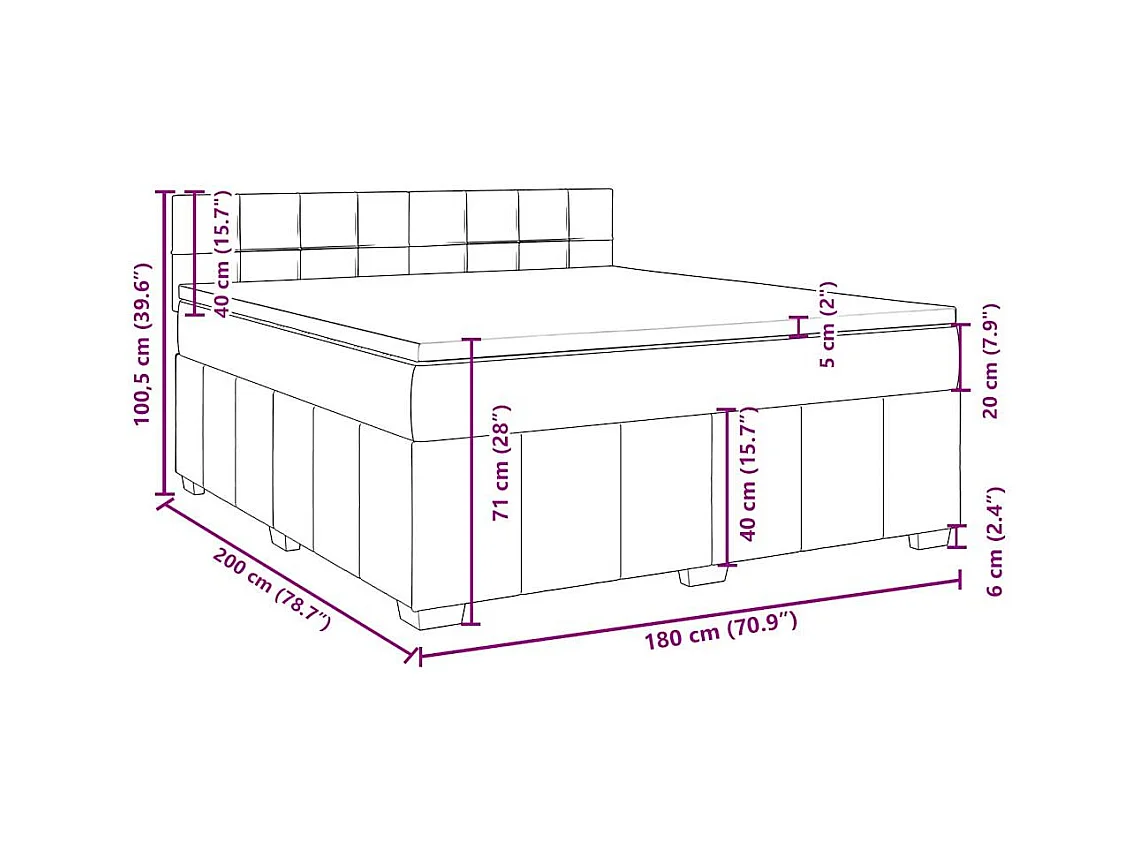 Sommier à lattes de lit avec matelas Crème 180x200 cm Tissu