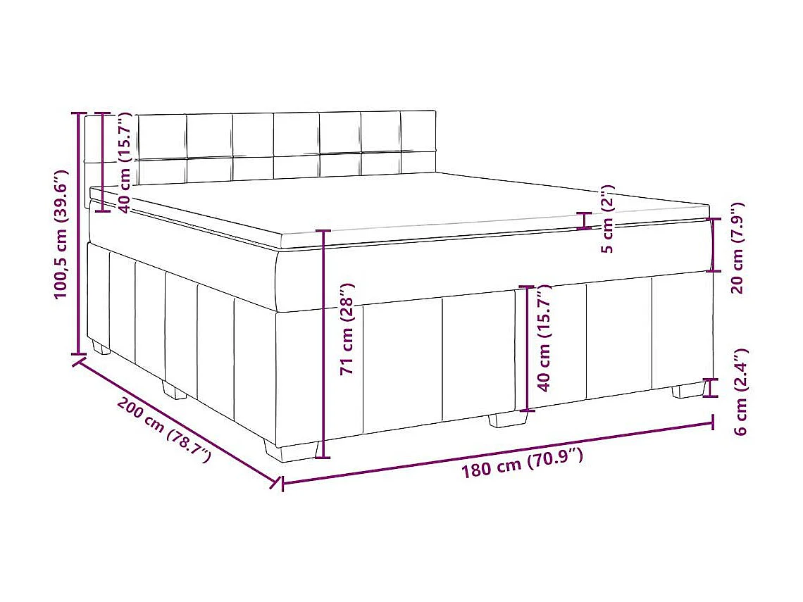 Boxspring met matras stof crèmekleurig 180x200 cm