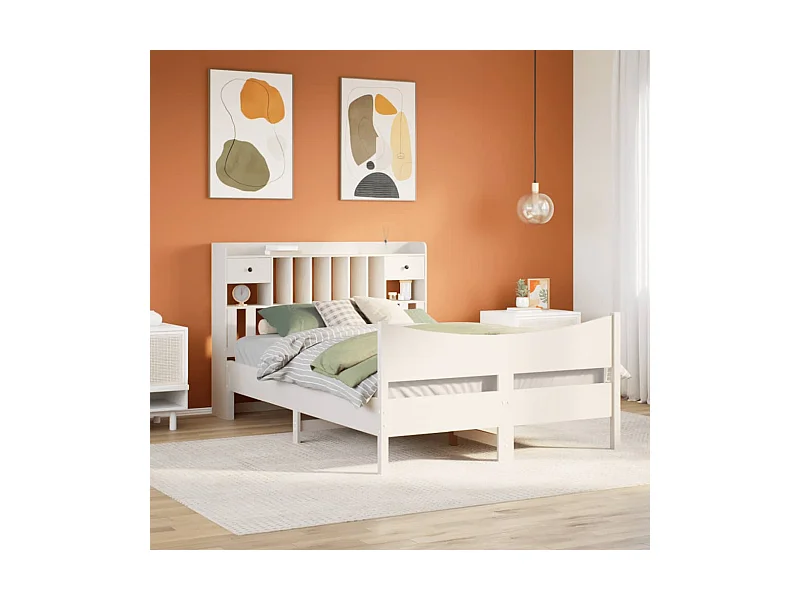 Massivholzbett ohne Matratze Weiß 140x190 cm Kiefernholz