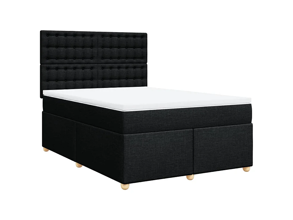 Giroletto a Molle con Materasso Nero 160x200 cm in Tessuto