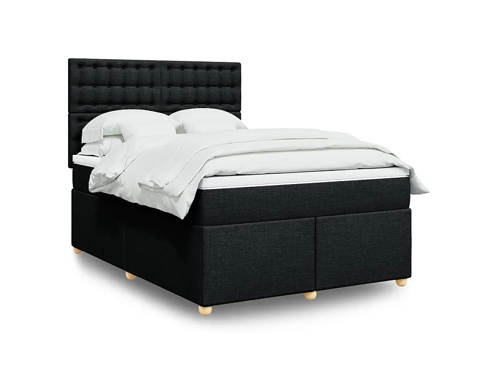 Giroletto a Molle con Materasso Nero 160x200 cm in Tessuto