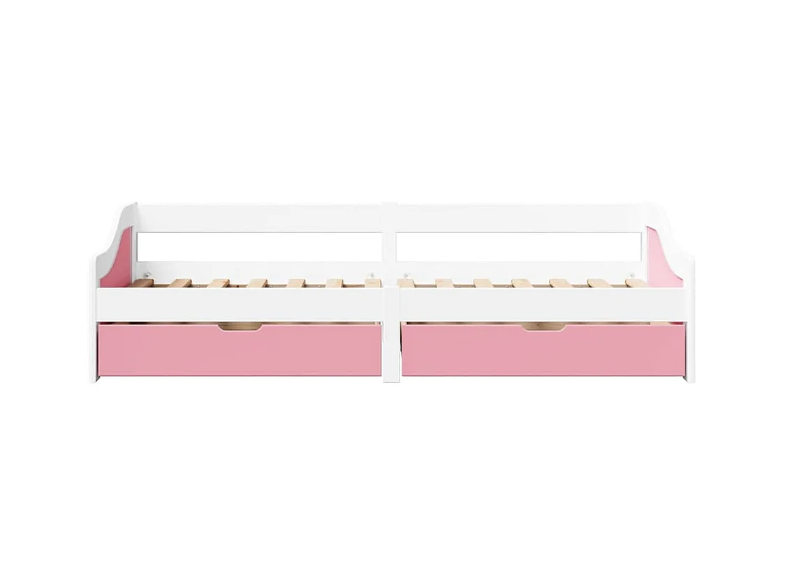 Lit de jour et 2 tiroirs sans matelas IRUN blanc rose 90x200 cm