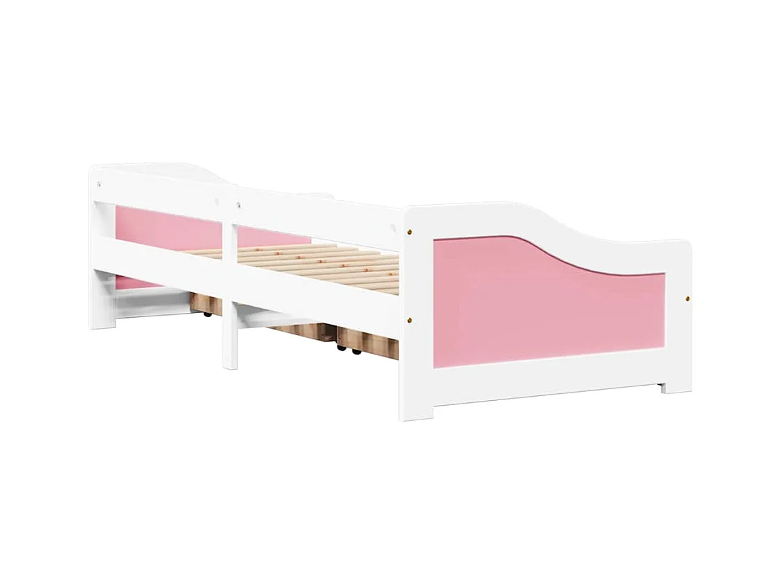 Lit de jour et 2 tiroirs sans matelas IRUN blanc rose 90x200 cm