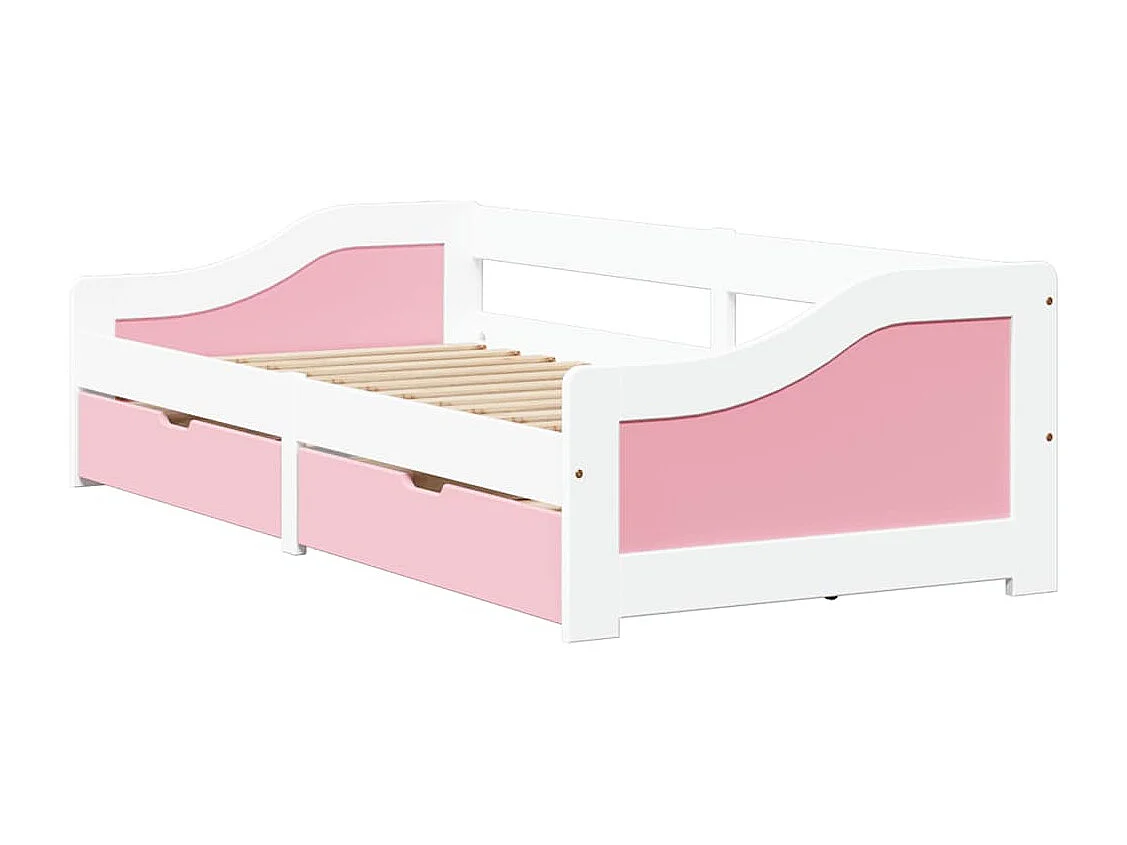 Lit de jour et 2 tiroirs sans matelas IRUN blanc rose 90x200 cm