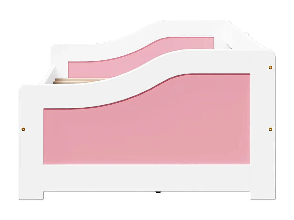 Lit de jour et 2 tiroirs sans matelas IRUN blanc rose 90x200 cm