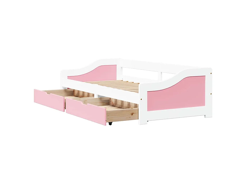 Dormeuse 2 Cassetti senza Materasso Bianco&Rosa 90x200 cm IRUN