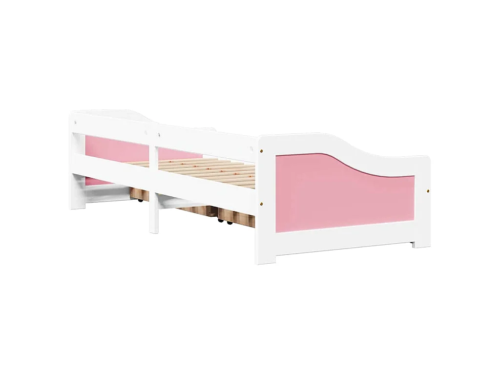 Dormeuse 2 Cassetti senza Materasso Bianco&Rosa 90x200 cm IRUN
