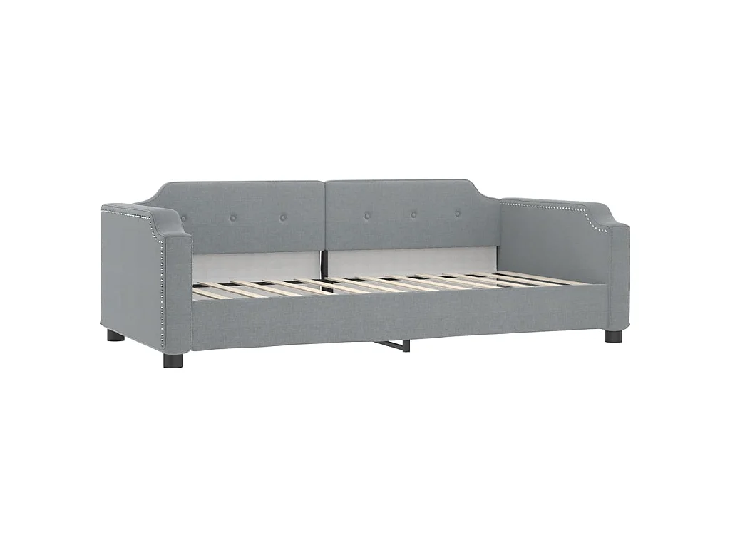 Tagesbett Ausziehbar mit Matratze Hellgrau 100x200 cm Stoff
