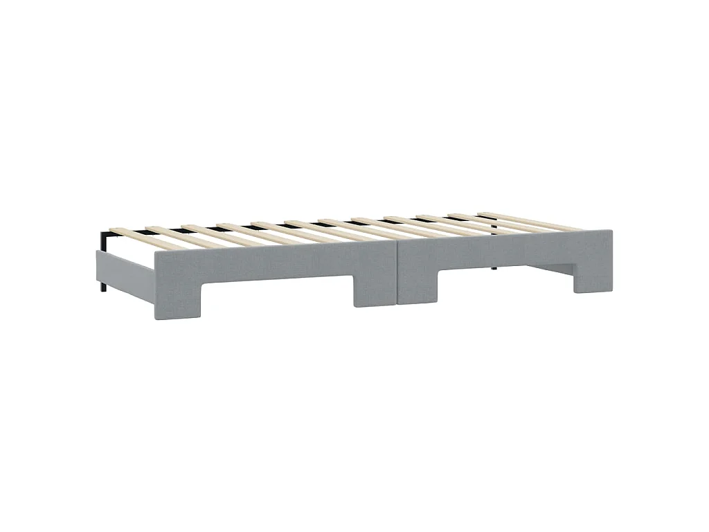 Tagesbett Ausziehbar mit Matratze Hellgrau 100x200 cm Stoff