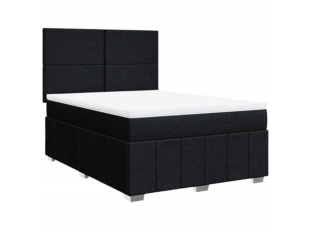 Sommier à lattes de lit avec matelas Noir 140x190 cm Tissu