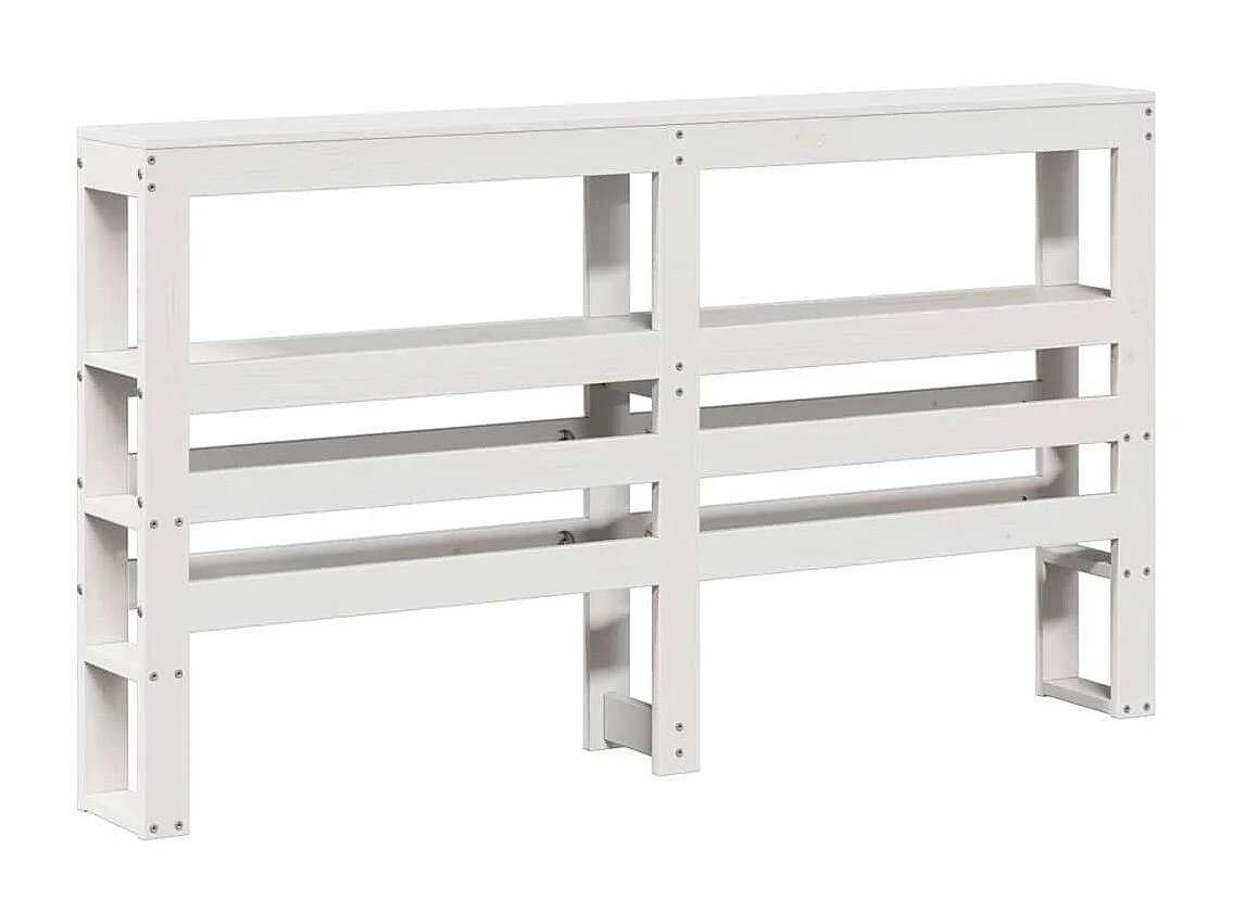 Giroletto con Testiera Bianco 140x190 cm in Legno Massello Pino