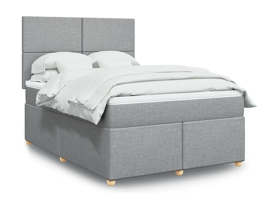 Boxspringbett mit Matratze Hellgrau 140x190 cm Stoff