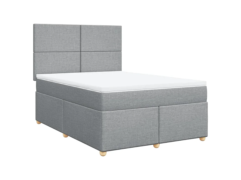Giroletto a Molle con Materasso Grigio Chiaro 140x190cm Tessuto