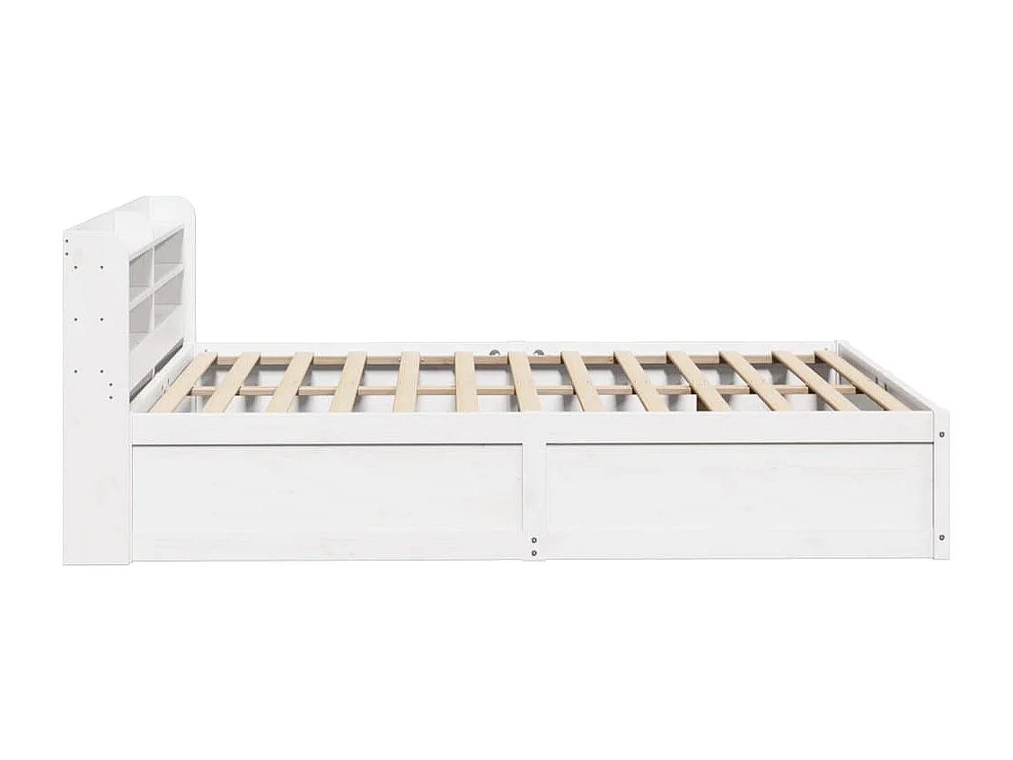 Cadre de lit et tête de lit blanc 140x190 cm bois de pin massif