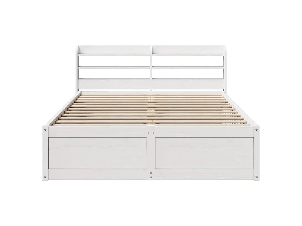 Estructura de cama con cabecero madera pino blanco 140x190 cm