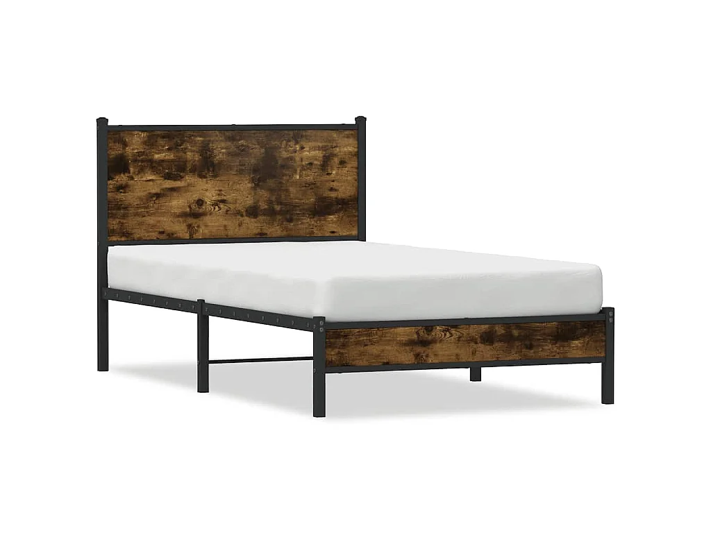Cadre de lit en métal sans matelas chêne fumé 100x200 cm