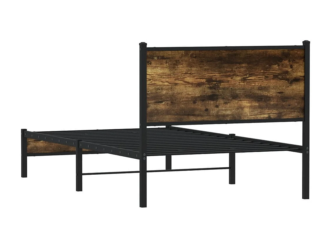 Cadre de lit en métal sans matelas chêne fumé 100x200 cm