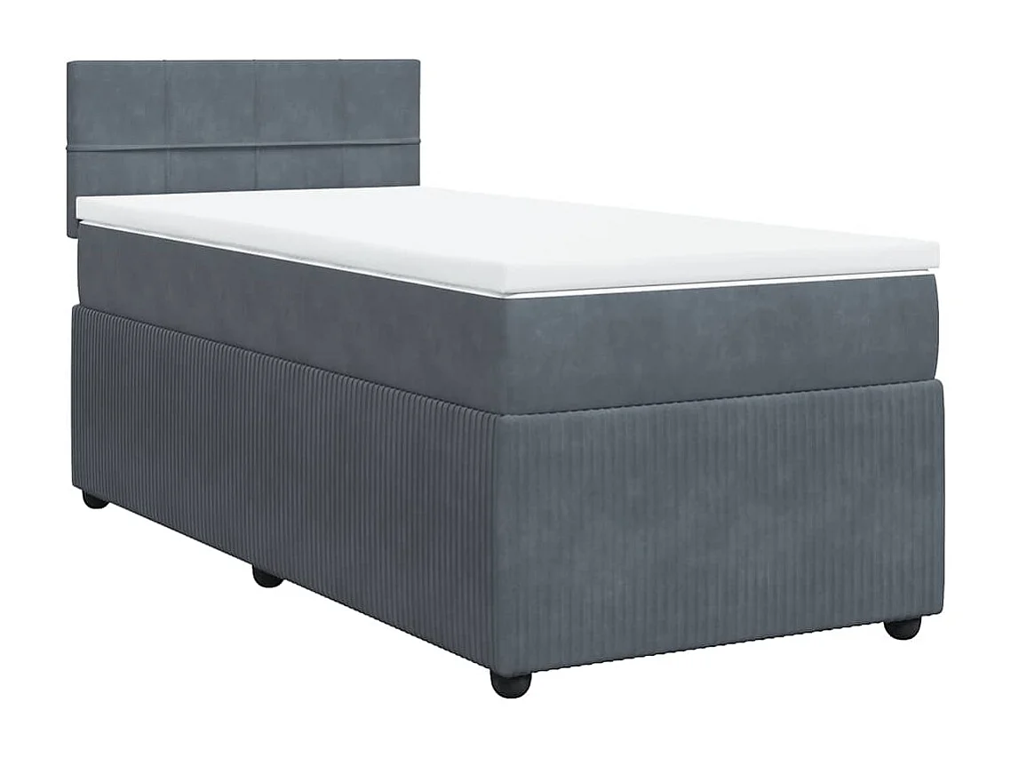 Cama com molas/colchão 90x190 cm veludo cinza-escuro