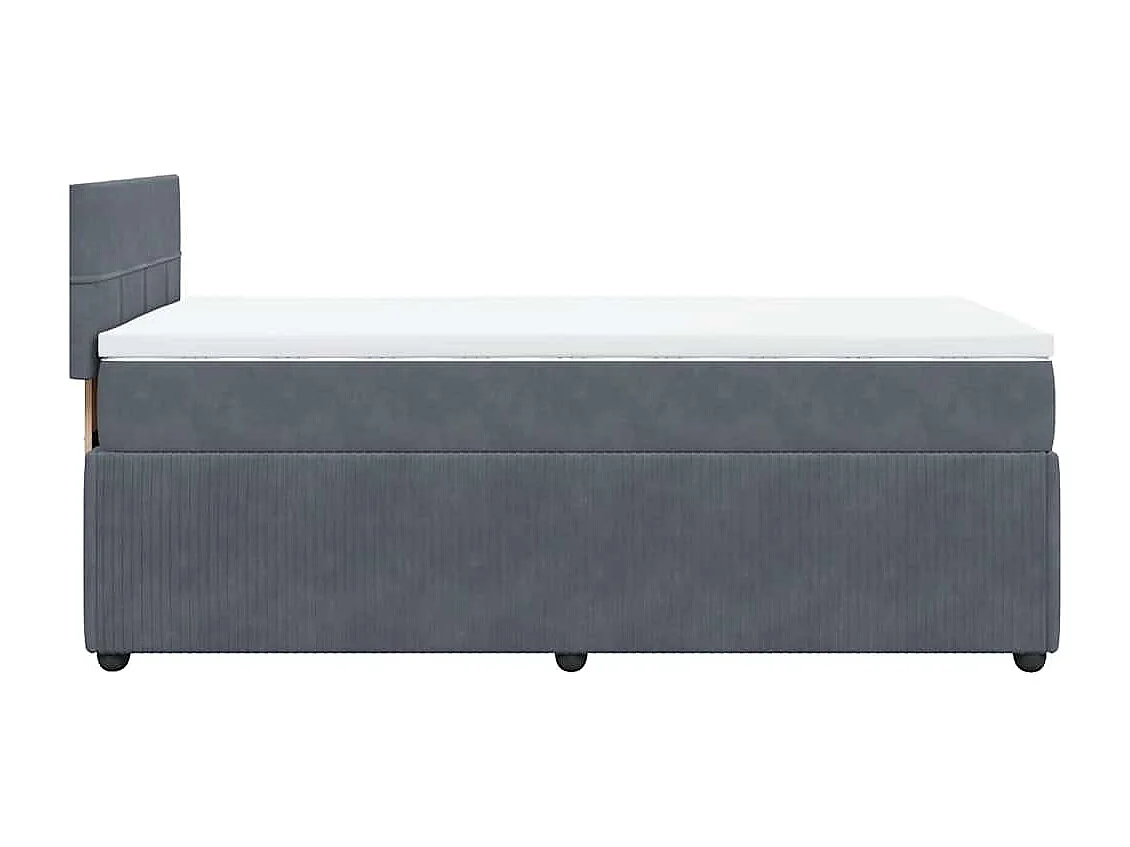 Cama com molas/colchão 90x190 cm veludo cinza-escuro