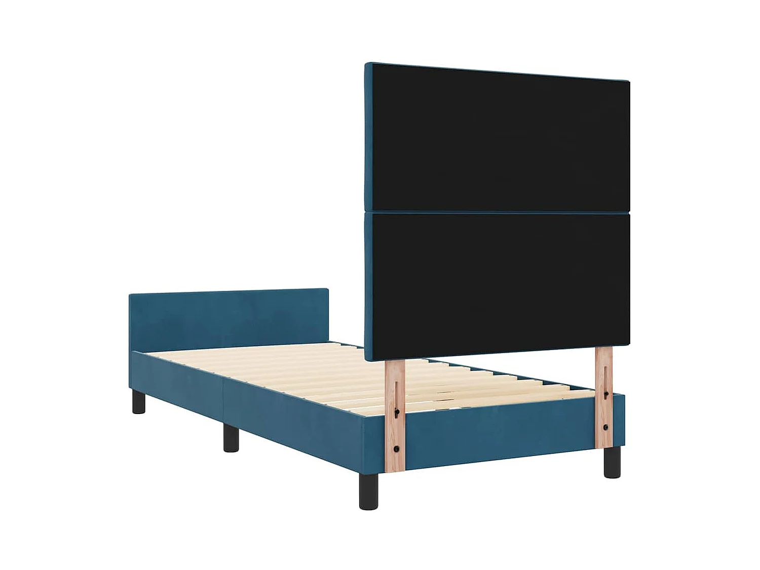 Letto a molle con testiera Blu Scuro 90 x 200 cm Velluto