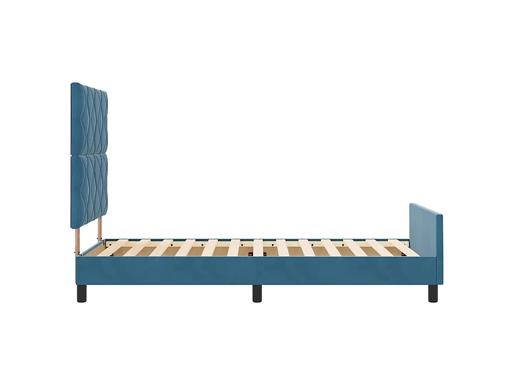 Lit à ressorts avec tête de lit Bleu foncé 90 x 200 cm Velours