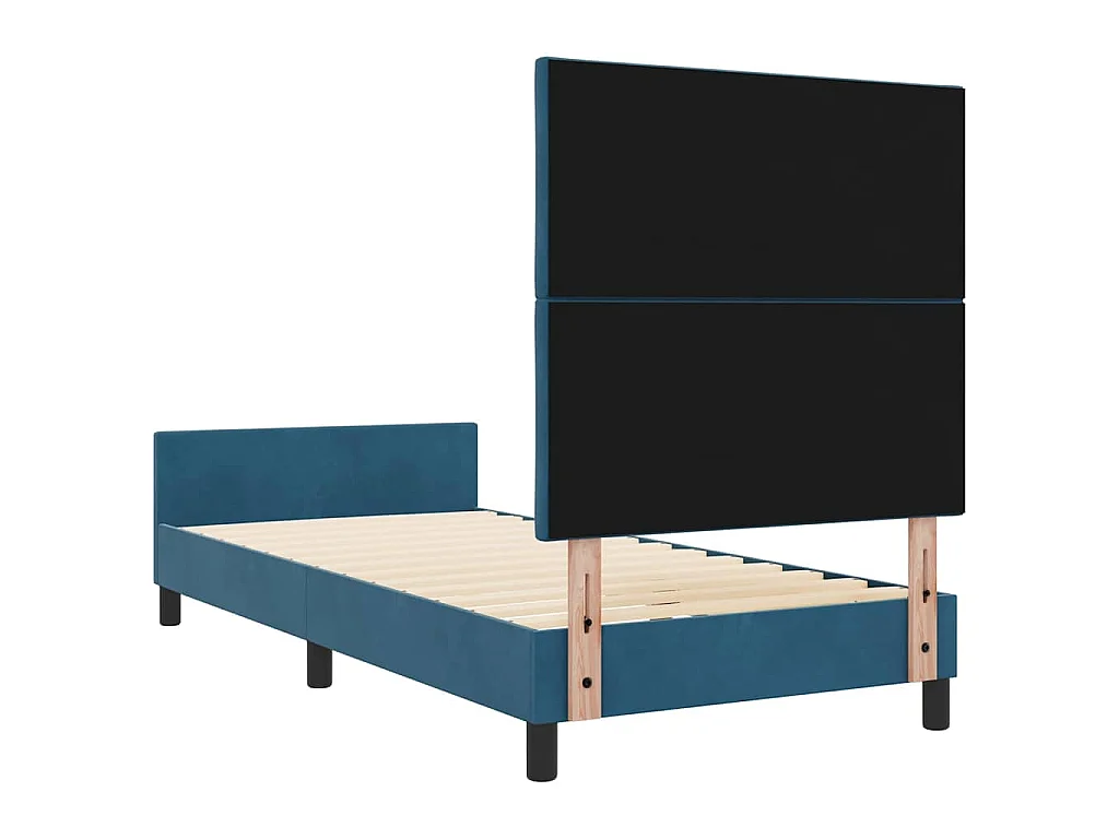 Lit à ressorts avec tête de lit Bleu foncé 90 x 200 cm Velours