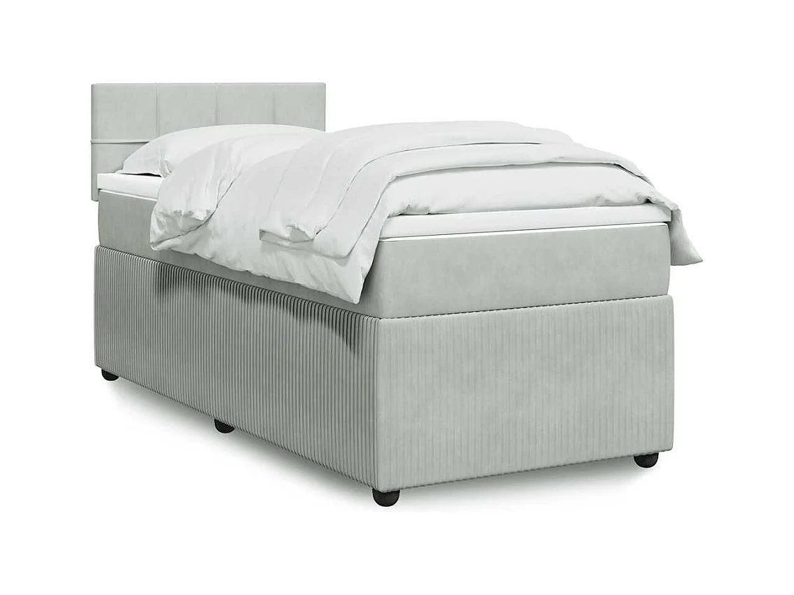 Boxspringbett mit Matratze Hellgrau 90x200 cm Samt