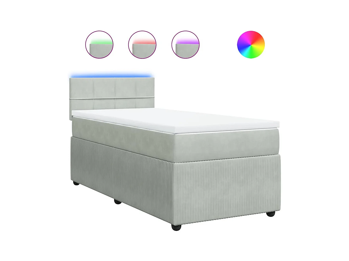 Boxspringbett mit Matratze Hellgrau 90x200 cm Samt