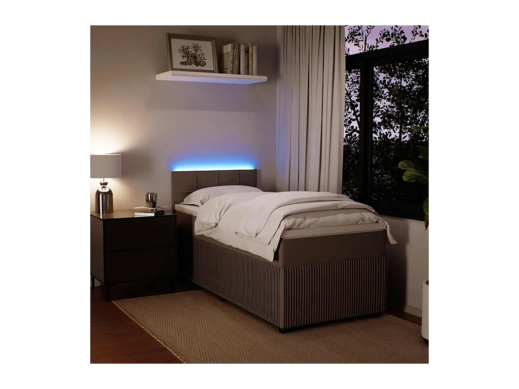 Boxspringbett mit Matratze Hellgrau 90x200 cm Samt