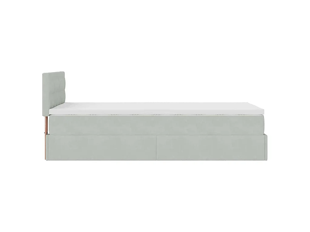 Estructura cama otomana colchón terciopelo gris claro 100x200cm